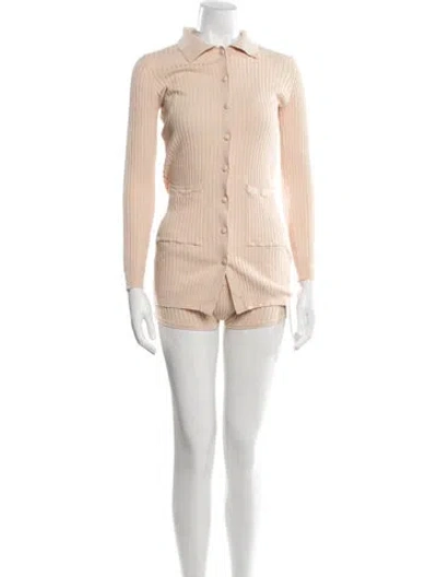 Pre-owned Live The Process Pleated Accents Short Set In Pink