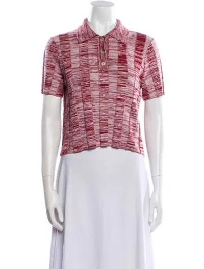 Pre-owned Live The Process Printed Short Sleeve Polo In Pink