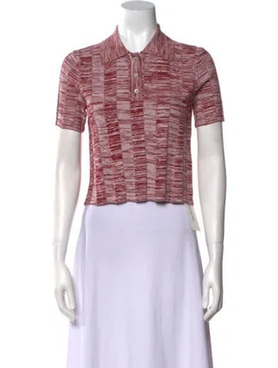 Pre-owned Live The Process Printed Short Sleeve Polo In Red