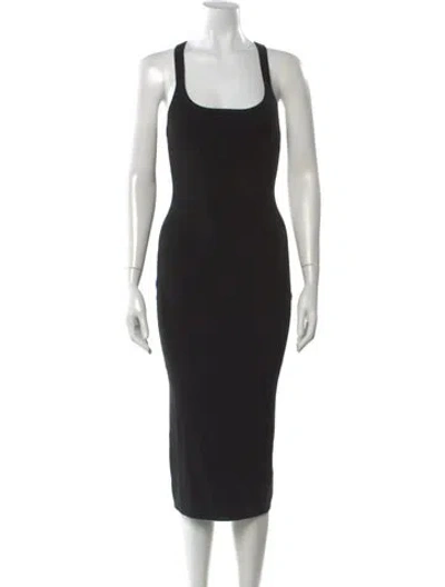 Pre-owned Live The Process Scoop Neck Midi Length Dress In Black