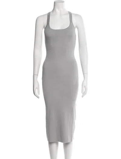 Pre-owned Live The Process Scoop Neck Midi Length Dress In Grey