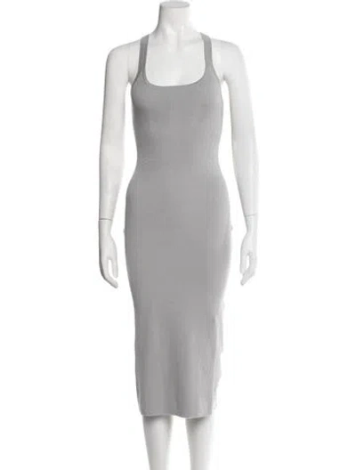 Pre-owned Live The Process Scoop Neck Midi Length Dress In Grey