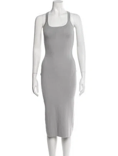 Pre-owned Live The Process Scoop Neck Midi Length Dress In Grey