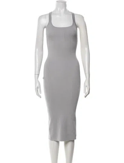 Pre-owned Live The Process Scoop Neck Midi Length Dress In Grey