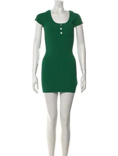 Pre-owned Live The Process Scoop Neck Mini Dress In Green