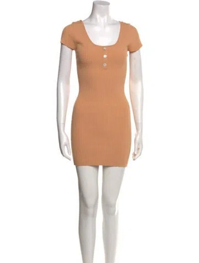 Pre-owned Live The Process Scoop Neck Mini Dress In Neutral