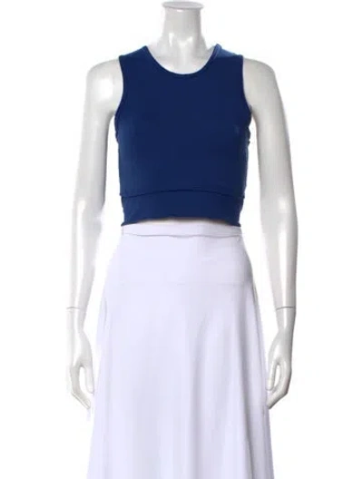 Pre-owned Live The Process Scoop Neck Sleeveless Crop Top In Blue