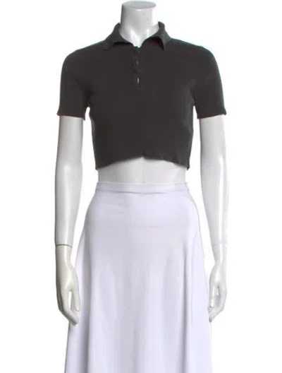 Pre-owned Live The Process Short Sleeve Crop Top In Black