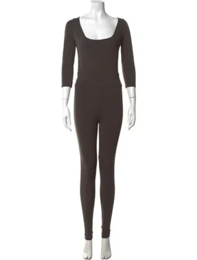 Pre-owned Live The Process Square Neckline Jumpsuit In Brown