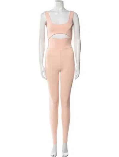 Pre-owned Live The Process Square Neckline Jumpsuit In Pink