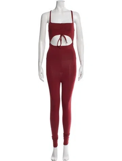 Pre-owned Live The Process Square Neckline Jumpsuit In Red