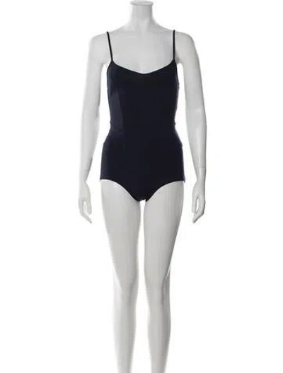 Pre-owned Live The Process Square Neckline Sleeveless Bodysuit In Blue