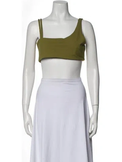Pre-owned Live The Process Square Neckline Sleeveless Crop Top In Brown