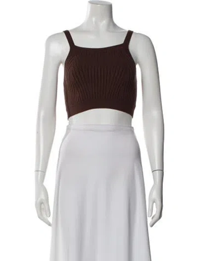 Pre-owned Live The Process Square Neckline Sleeveless Crop Top In Brown