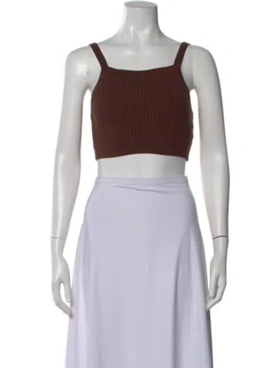 Pre-owned Live The Process Square Neckline Sleeveless Crop Top In Brown
