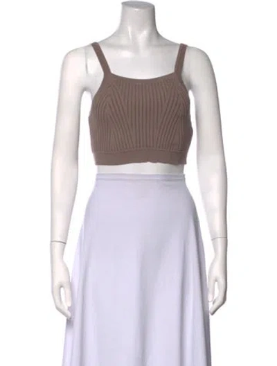 Pre-owned Live The Process Square Neckline Sleeveless Crop Top In Neutrals
