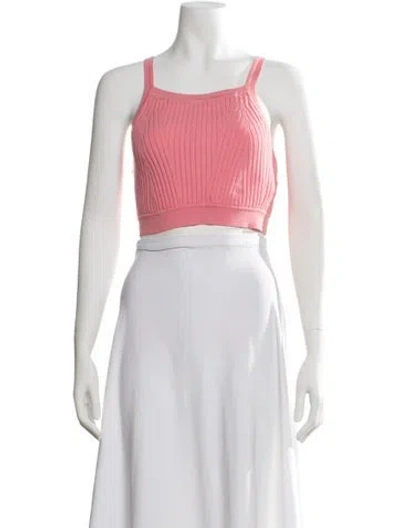 Pre-owned Live The Process Square Neckline Sleeveless Crop Top In Pink