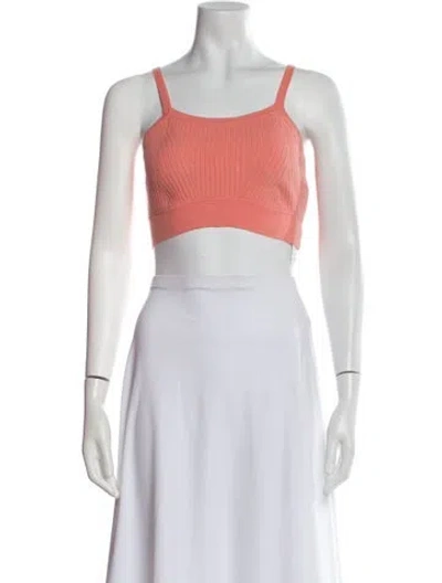 Pre-owned Live The Process Square Neckline Sleeveless Crop Top In Pink