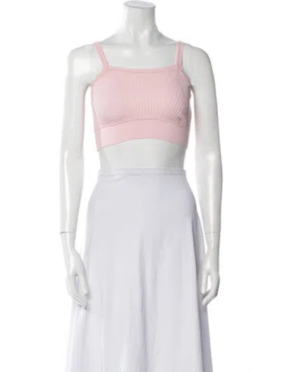 Pre-owned Live The Process Square Neckline Sleeveless Crop Top In Pink