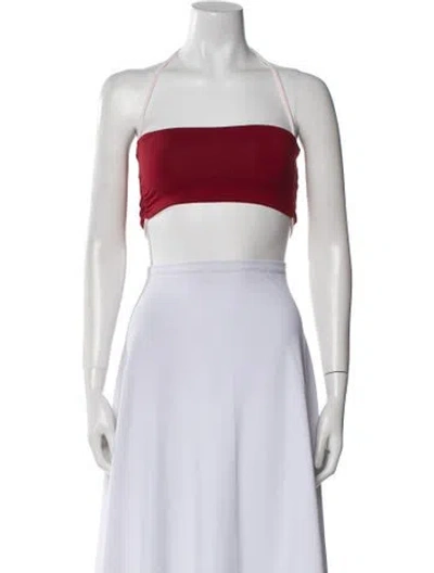 Pre-owned Live The Process Square Neckline Sleeveless Crop Top In Red