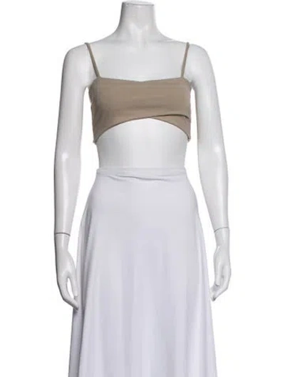 Pre-owned Live The Process Square Neckline Sleeveless Sports Bra In White