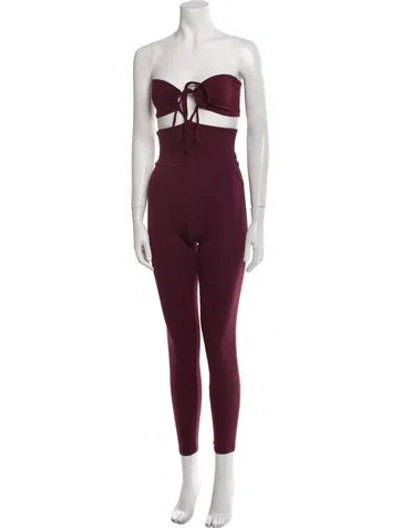 Pre-owned Live The Process Strapless Jumpsuit In Burgundy