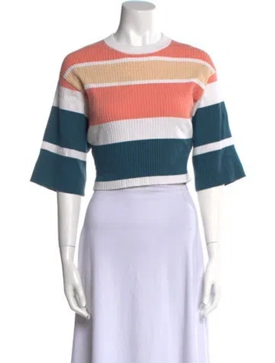 Pre-owned Live The Process Striped Crew Neck Crop Top In Pink