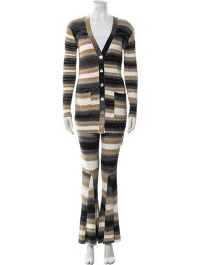 Pre-owned Live The Process Striped Pantsuit In Neutral