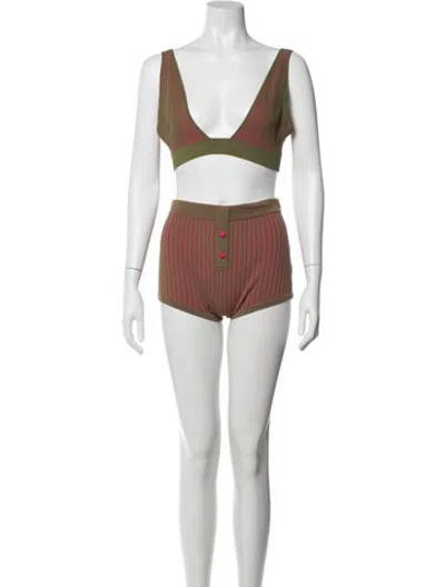 Pre-owned Live The Process Striped Short Set In Pink