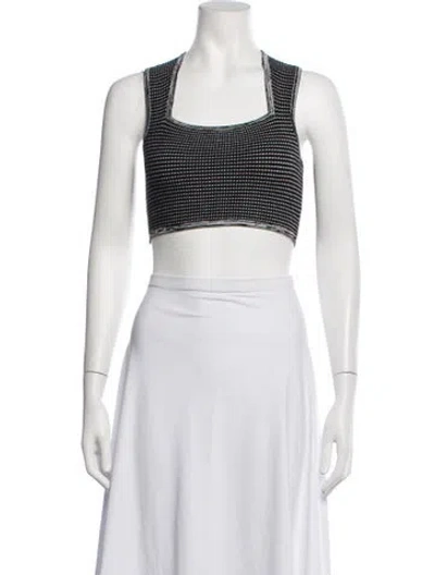 Pre-owned Live The Process Striped Square Neckline Crop Top In Black