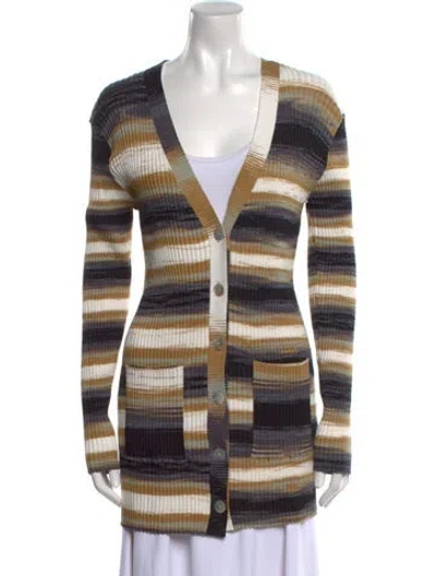 Pre-owned Live The Process Striped V-neck Sweater