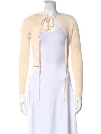 Pre-owned Live The Process Tie Neck Long Sleeve Top In Neutral