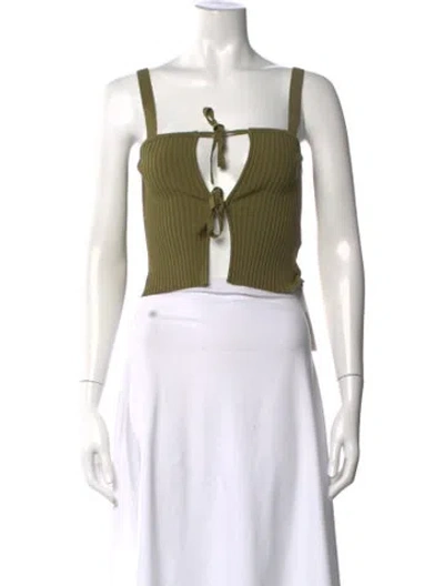 Pre-owned Live The Process Tie Neck Sleeveless Crop Top In Brown