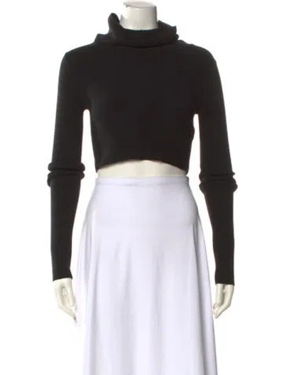 Pre-owned Live The Process Turtleneck Long Sleeve Crop Top In Black