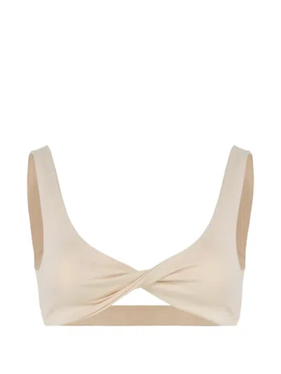 Live The Process Twisted-detail Cropped Top In Neutral