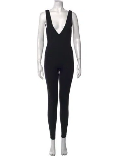 Pre-owned Live The Process V-neck Jumpsuit In Black