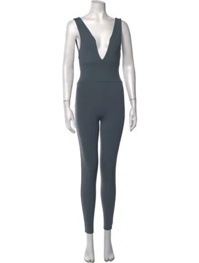Pre-owned Live The Process V-neck Jumpsuit In Blue