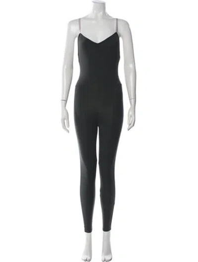Pre-owned Live The Process V-neck Jumpsuit In Gray