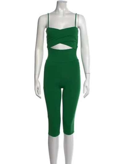 Pre-owned Live The Process V-neck Jumpsuit In Green