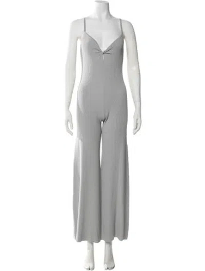 Pre-owned Live The Process V-neck Jumpsuit In Grey