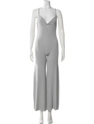 Pre-owned Live The Process V-neck Jumpsuit In Grey