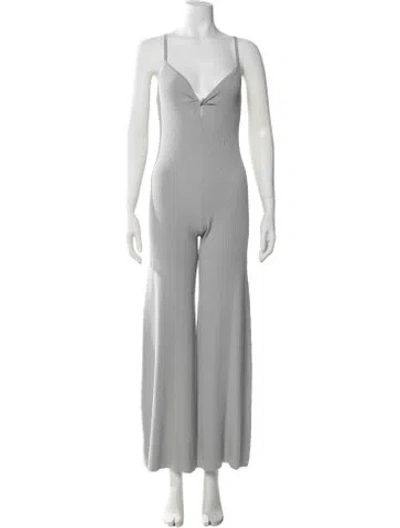 Pre-owned Live The Process V-neck Jumpsuit In Grey