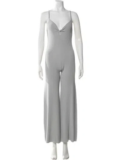Pre-owned Live The Process V-neck Jumpsuit In Grey