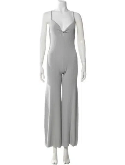 Pre-owned Live The Process V-neck Jumpsuit In Grey