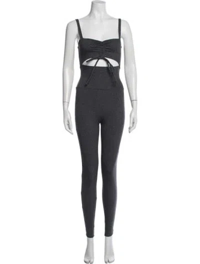 Pre-owned Live The Process V-neck Jumpsuit In Grey