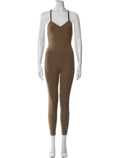 Pre-owned Live The Process V-neck Jumpsuit In Neutrals