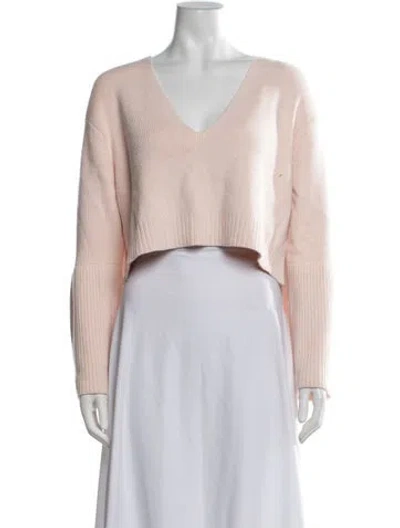 Pre-owned Live The Process V-neck Long Sleeve Crop Top In Neutrals
