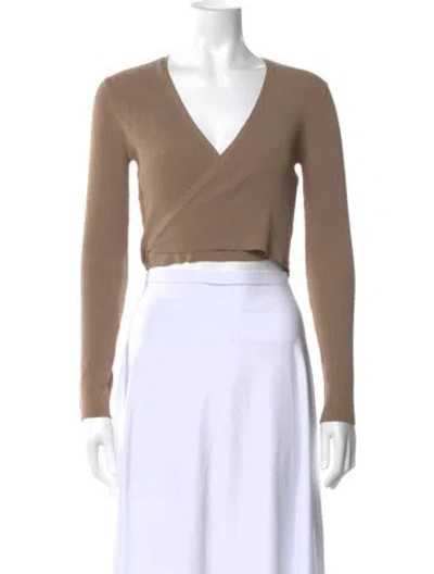 Pre-owned Live The Process V-neck Long Sleeve Top In Neutral