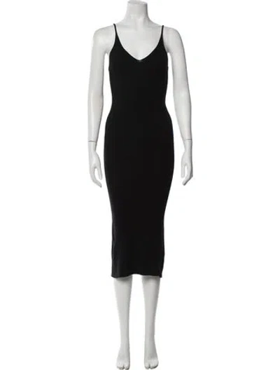 Pre-owned Live The Process V-neck Midi Length Dress In Black