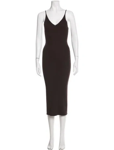 Pre-owned Live The Process V-neck Midi Length Dress In Brown